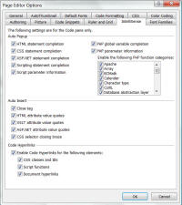 Screenshot Page Editor Options Intellisense tab.