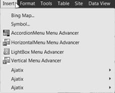 Screenshot Insert add-ins menu items.