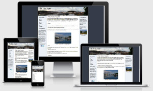 Screenshot of Friday Harbor template on various devices.