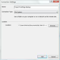 Screenshot Connection Settings Expression Web 4.0.