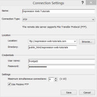 Screenshot Connection Settings.