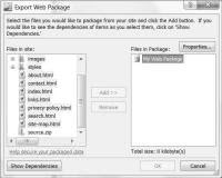 Screenshot Export Web Package add files.