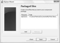 Screenshot Packaged Files dialog box.