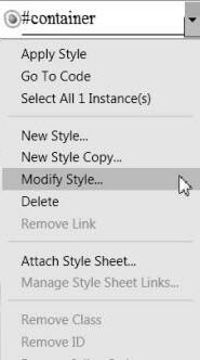 Screenshot Modify Styles task panel.