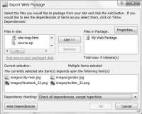 Export Web Package show dependencies.