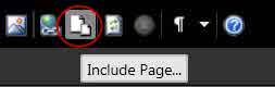 Screenshot Standard toolbar with include page option.
