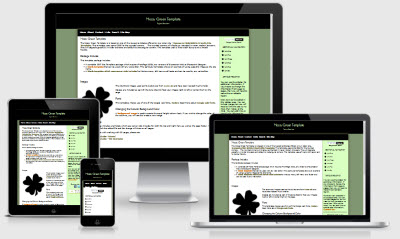 Screenshot of mobile display for mossy green template.