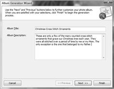 Screenshot of Album Generator Wizard.