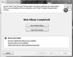 Screenshot of Album Generator completed.