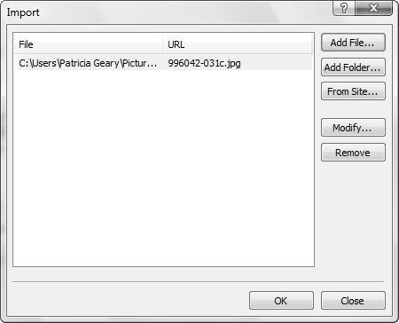 Screenshot Import Files List.