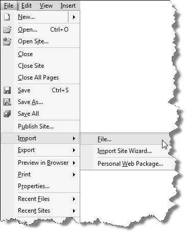 Screenshot FIle > Import menu.
