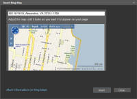 Screenshot Insert Bing Map dialog box.