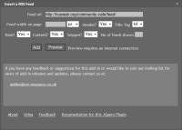 Screenshot Insert RSS Feed dialog box.
