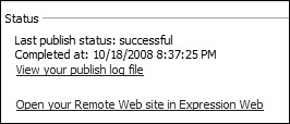 Screenshot publish status.