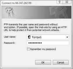 Screenshot of password dialogue box.