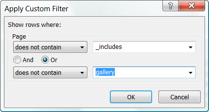 Screenshot custome filter dialog box.