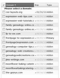 Screenshot Domain Manager at BlueHost.