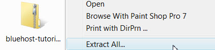 Screenshot Extract All menu option.