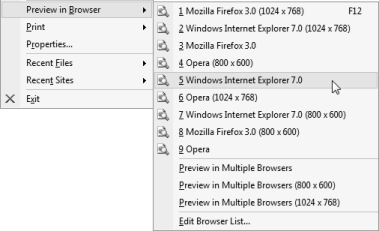 Preview Browser List.