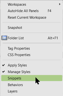 Screenshot Panels > Snippet.