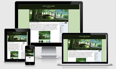 Screenshot of mobile display for mossy green template.