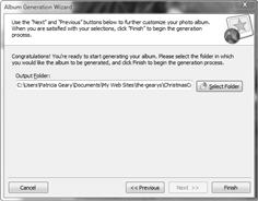 Screenshot of Album Generator Wizard.